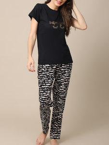 Conjunto de pijama estampado a la moda para mujer, ropa de dormir de algodón, Conjunto de pijama estampado, Top y pantalones de manga larga con cuello redondo - Product Image 6