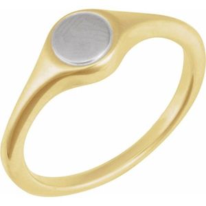 Bague signet ronde gravable avec zircon, sertie en clos et à l'effigie d'un motif, pour un usage quotidien - Product Image 1