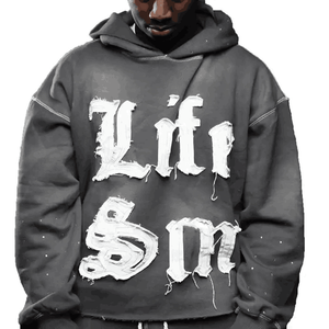 Ensemble survêtement vintage délavé à l'acide personnalisé pour hommes, streetwear, patchwork déchiré, pantalon de survêtement et sweat-shirt, ensemble de survêtement - Product Image 2