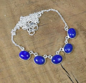 Lapis Lazuli Sterling Silver Necklace Oval Gemstone Handmade Jewelry December Birthstone Gift For Women - Product Image 1