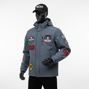 Veste Softshell Premium Coupe-Vent Imperméable en Polyester Spandex Tissu Gris Couleur Logo Personnalisé Veste Softshell pour Homme - Product Image 1