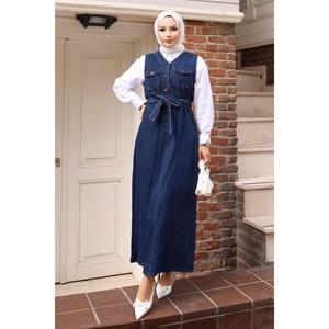 Combinaison en jean bleu décontractée avec ceinture, style 19246 - Product Image 6