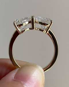 Bague de mariage en argent sterling 925, classique, 2 TCW, Toi et Moi, cœur, moissanite VVS, 2 pierres, nœud papillon, 4-6g, Black Pearl Jewels - Product Image 5