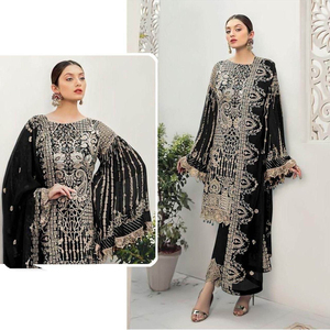 Robe de soirée de créateur lourd costumes de luxe ensembles Kurta pakistanais originaux pour femmes robe pakistanaise Salwar Kameez Readymade - Product Image 6