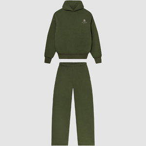 Conjunto de Chándal de Felpa 100% Algodón de Alta Calidad, Unisex, Sudadera con Capucha Oversize y Pantalones Jogger, Otoño, Personalizable con Logotipo y Patrón DIY en la Parte Delantera - Product Image 1