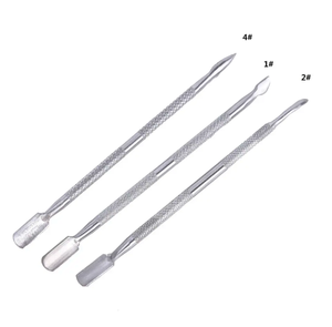 Empujador de cutículas de uñas de acero inoxidable, herramienta limpiadora de manicura y pedicura de doble cara, hoja curva para salones de Arte de uñas, eliminación de esmalte - Product Image 3