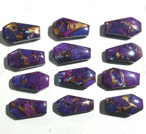 Cabochon lisse en forme de cercueil Turquoise en cuivre violet naturel pour la fabrication de bijoux Collier de pierres précieuses Bague Bracelet de pierre de naissance de mars - Product Image 3