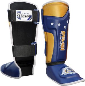 Protège-tibias en cuir PU Farabi, légers, pliables, protection des pieds, fermeture à boucle, pour adultes, boxe, kickboxing, entraînement sportif - Product Image 3