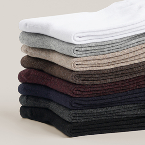 Chaussettes en coton pour hommes - Chaussettes habillées en tricot respirantes et épaisses ODM décontractées pour affaires avec motif uni - Uni MC029 - Product Image 1