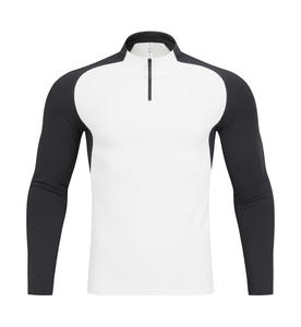 Offre Spéciale solide uni teint Golf entraînement à manches longues chemise surdimensionné blanc col rond Slim Fit quart Zip décontracté sport hommes sweat - Product Image 1