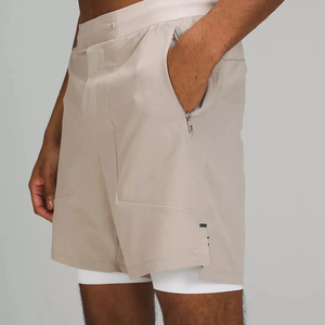 Custom Double <b>Layer</b> Sublimation Plain Polyester/Cotton Quick Dry Breathable Streetwear Gym Blank Basketball Elastic Shorts Men - Product Image 1