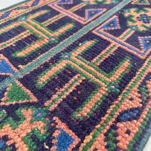 1.3x9.9 ft Turkish Rug, Vintage <b>Runner</b> Rug, Blue <b>Green</b> Southwestern Wool Rug - Product Image 5