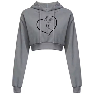 Nouvel arrivage de sweat à capuche pour femmes, haut court, matière polaire de haute qualité, style ample pour l'hiver, vente en gros à bas prix - Product Image 2