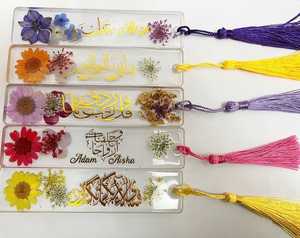 Marcapáginas Decorativos de Resina Hechos a Mano con Flores Secas, Diseño Art Deco Redondo, Borlas, Encaje Floral Transparente, Rosa, Margarita - Product Image 5