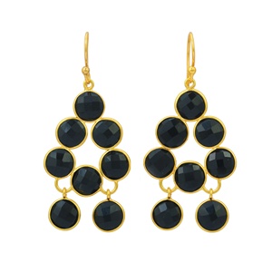 Venta al por mayor de lujo Simple Black Onyx Drop 925 Sterling Silver 18K Gold Plated Diamond Trendy Classic Number Parties Engagements - Product Image 5