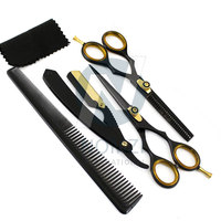 Ciseaux de coupe de cheveux en acier inoxydable, Logo personnalisé, ciseaux de coiffure amincissants, accessoires avec peigne et rasoir