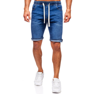 Short en jean bleu personnalisé épais pour hommes coupe ample tissu durable design décontracté mode streetwear - Product Image 2