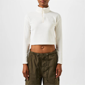 Logo personnalisé pull-over sweat-shirt à demi-fermeture éclair Streetwear femmes sweat-shirt surdimensionné sans poches décontracté coupe ample vêtements d'hiver - Product Image 4