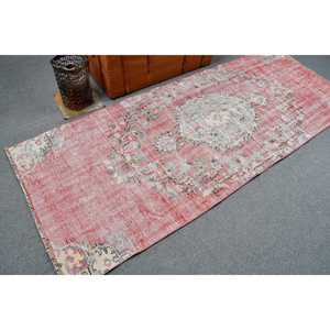 Turkish Vintage Rug, <b>Runner</b> 3.2x8.3 ft (99x254 cm) Rug, <b>Red</b> Southwestern Wool Rug - Product Image 2