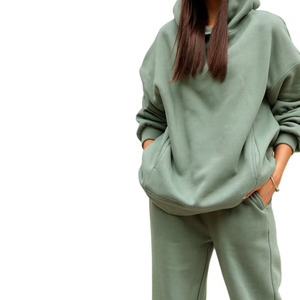 Mujeres con capucha de peso pesado Casual Impreso Baggy Oversized Loungewear Sweatsuit Traje de dos piezas - Product Image 3