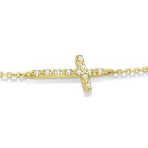 Pulsera de Oro Amarillo de 14K con Cruz Lateral con Diamantes de 0.10cts, Elegantes Pulseras y Brazaletes de Diamantes - Product Image 6