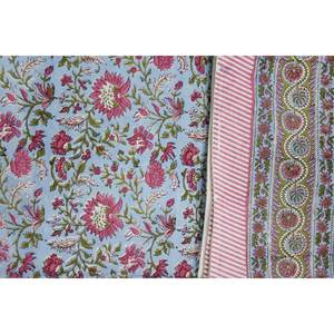 Mantel Rectangular de Algodón y Lino 100% con Estampado Floral Hecho a Mano en India, Multicolor, 60*90 Pulgadas, para Uso Doméstico y Hotelero - Product Image 3