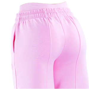 กางเกงวอร์มขายาวทรงหลวมสีชมพูโรสพิงค์สำหรับผู้หญิง ผ้าเทอร์รี่ฟลีซ เอวยางยืด พิมพ์ลายซิลค์สกรีน ผ้าหนา - Product Image 6
