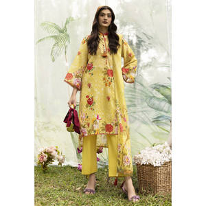 Traje de Chifón Estampado Transpirable de 3 Piezas para Mujer con Borlas y Dupatta, 100% Algodón, Colección SD-52159 - Product Image 4