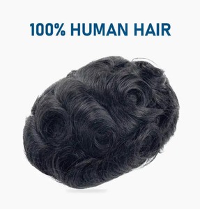Peau fine PU V boucle cheveux humains délié naturel 8*10 hommes toupet système de remplacement de cheveux en gros pour hommes perruques - Product Image 3