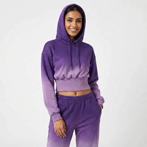 Sudaderas Cortas de Cintura Alta para Mujer, Hechas a Medida al por Mayor, con Dobladillo Acordonado Ancho, Hombros Caídos y Mangas Abullonadas, Sudaderas Elegantes para Mujer - Product Image 1