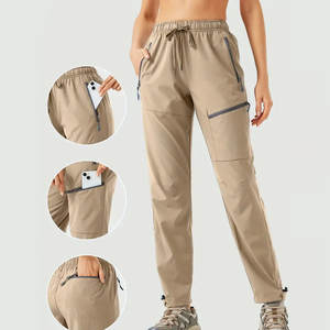 Pantalones cargo holgados rectos sólidos personalizados para mujer, pantalones cargo informales a la moda al por mayor, pantalones cargo con cremallera lateral y cintura elástica - Product Image 1
