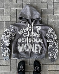 Custom 500gsm French Terry 100% Cotton Fleece Zip-Up Hoodie Puff <b>3D</b> Printed Regular Fit Solid Pocket Quick Dry Men's <b>Hoodies</b> - Product Image 3