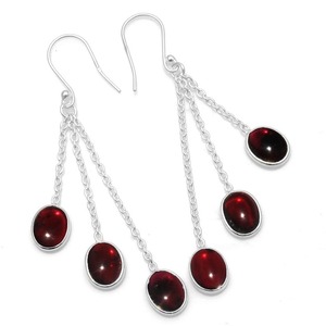925 Solid Sterling Silver Spinner <b>Earrings</b> <b>Garnet</b> Gemstone Dangle Silver for Women Jewelry Girls Fashion Jewelry Stone <b>Earrings</b> - Product Image 1