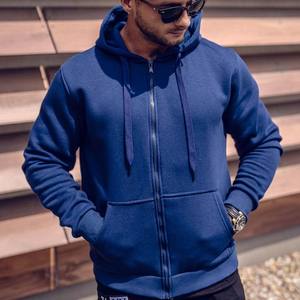 Mans Classic Full Zip Hoodie Organic Cotton <b>Navy</b> Classics <b>Men</b> Thermal Hoodies - Product Image 1