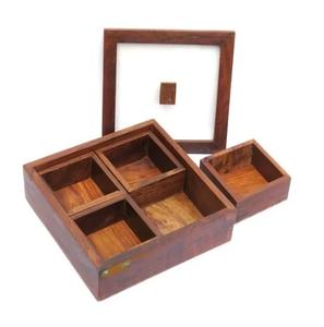 Caja de especias de madera decorativa Masala Dabba organizador contenedor de almacenamiento de especias Ideal para condimentos caja de especias de madera - Product Image 4