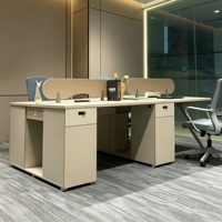 Meubles de bureau modulaires en bois de luxe pour plan de travail ouvert, cloison de bureau, poste de travail pour 4 personnes