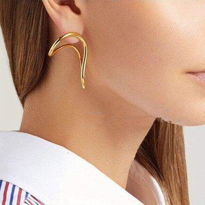 Mujeres oro de gran tamaño de la onda curva curvas formas pendientes geométricos irregulares - Product Image 3