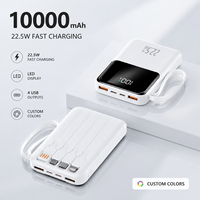 Produit Tendance 2026 – Batterie Externe Fine de Haute Qualité avec Quatre Ports USB Intégrés, 10000 mAh, Charge Rapide 22,5 W, Écran LED, Couleurs Personnalisables