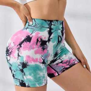Pantalones cortos de Yoga de cintura alta sin costuras de secado rápido para mujer Tie Dye Lift Custom Fitness Gym Workout Hecho en Pakistán - Product Image 6