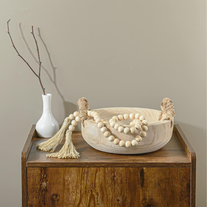 Cuenco de madera de acacia decorativo hecho a mano a buen precio con mango de cuerda y cuentas de madera fabricadas en Vietnam - Product Image 4