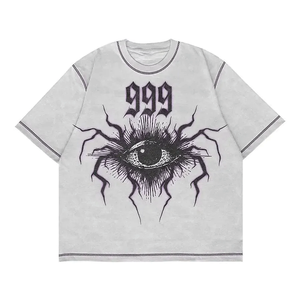 เสื้อยืดผ้าฝ้าย100% สำหรับผู้ชายซักแบบโอเวอร์ไซส์ดีไซน์ใหม่ล่าสุด - Product Image 6