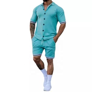 Chándal de Fitness para hombre, conjunto de 2 piezas de verano para trotar, traje deportivo, camiseta de moda, pantalones cortos, ropa deportiva informal de color sólido - Product Image 4