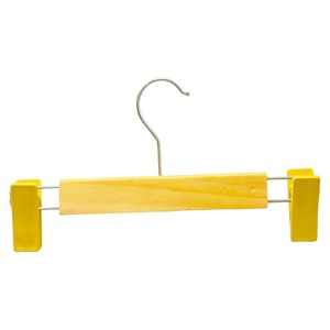 Wholesale <b>Solid</b> Wood Pant Hangers with Adjustable Plastic Clips Heavy Duty Clothes Hangers for Trousers Skirts Custom Logo - Product Image 1