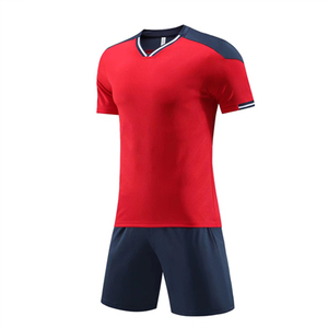 Tenue de football pour homme, jaune et bleue, col en V, manches courtes, kit en polyester respirant, toutes saisons, coupe classique - Product Image 2