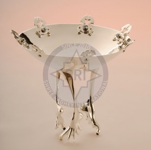 Bol en métal doré rond de luxe moderne en acier inoxydable de grande taille pour salade fruits chocolat ou sucre - Product Image 2