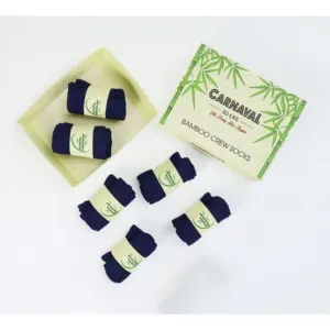 Premium 6-Pack Unisex Navy Blue Bamboo Ankle <b>Socks</b> Breathable Summer Set in <b>Boxed</b> Design - Product Image 1
