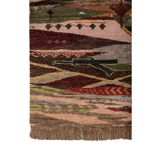 พรมไหมพรมและไหมไผ่ถักมือลายแมนชาฮ่าสีแดงและสีส้ม-สำหรับใช้ในบ้าน Les-2831 - Product Image 4