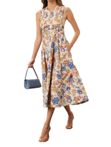 Robe florale beige décontractée pour femmes à la demande Fêtes à la plage Vacances et week-ends détendus pour un approvisionnement mondial - Product Image 6