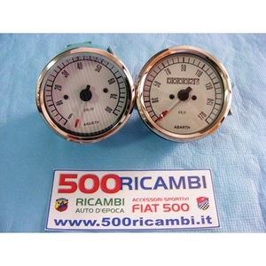 Kit de Medidores ABARTH para FIAT 500 y 126 Contagiri + Contachilometri con Fondo Blanco - Product Image 1