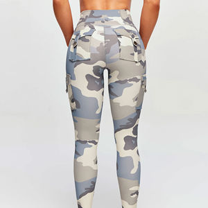 Women's High Waist Custom Wear Gym Tights Elastic Cargo <b>Pocket</b> Workout Scrunch <b>Leggings</b> for Bodybuilding OEM Service - Product Image 4